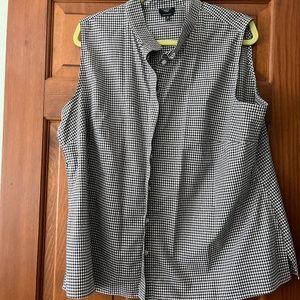 Talbots Women's Sleeveless Blouse Black Check Pattern, Size 18W